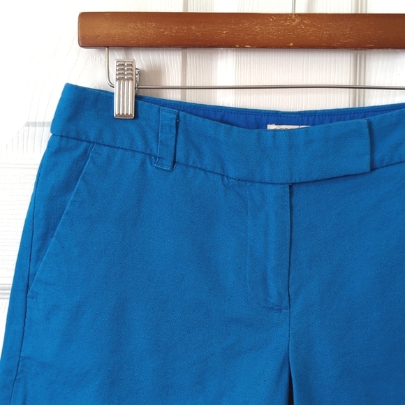 J. Crew Lightweight Linen & Cotton Blend Mid Rise Scalloped Hem Shorts Blue 2 - Picture 2 of 10